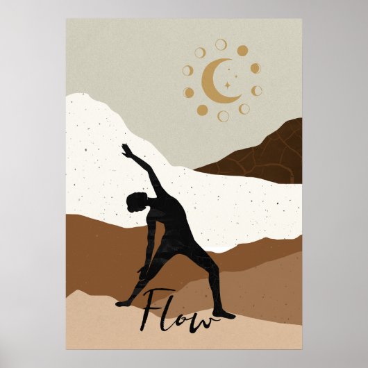 Yoga-krijger stelt silhouette meditatie-flow goud  poster (Voorkant)
