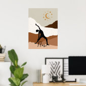 Yoga-krijger stelt silhouette meditatie-flow goud  poster (Thuiskantoor)