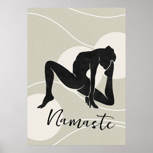 Yoga-krijger stelt silhouette meditatie-flow goud poster (Voorkant)