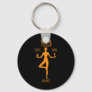 Yoga Lance Koffie En Wijn Yoga Liefhebber Leuk Cad Sleutelhanger