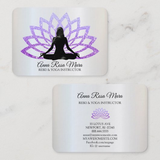 *~* Yoga Lavender Lotus Woman Healing Energy Visitekaartje (Voorkant / Achterkant)