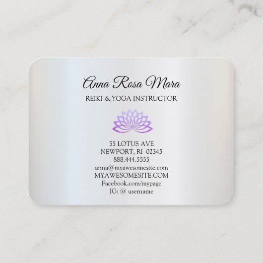*~* Yoga Lavender Lotus Woman Healing Energy Visitekaartje (Achterkant)