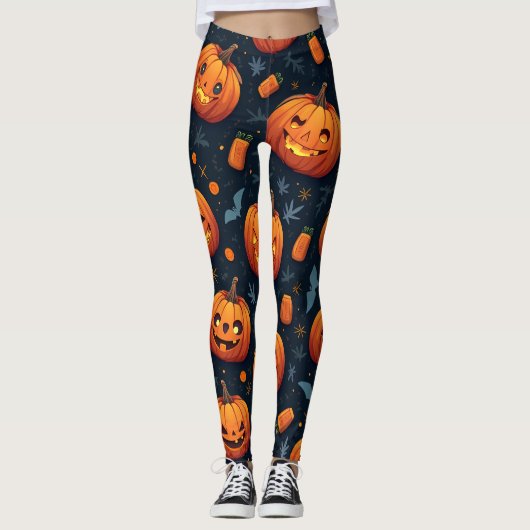 Yoga leggings Halloween pompoen (Voorkant)