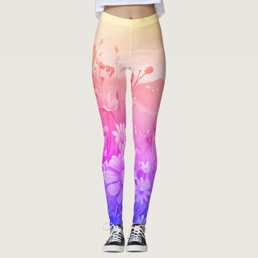 Yoga leggins met gradiënt weide patroon leggings (Voorkant)