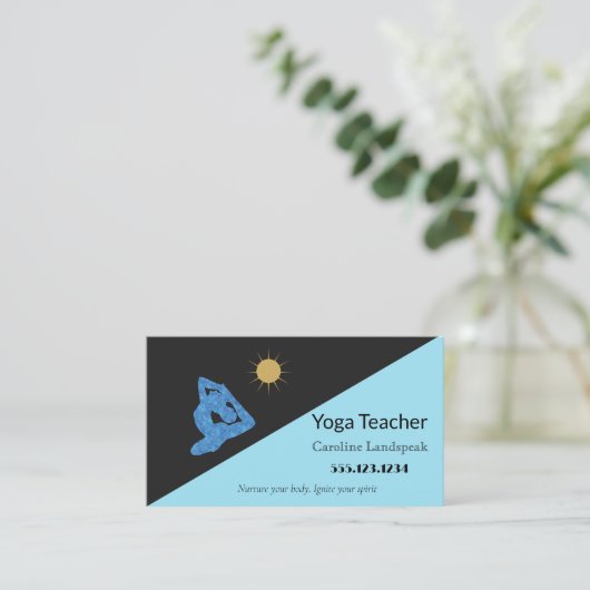 Yoga leraar impressionisme geschilderd hemelsblauw visitekaartje (Staand voorkant)
