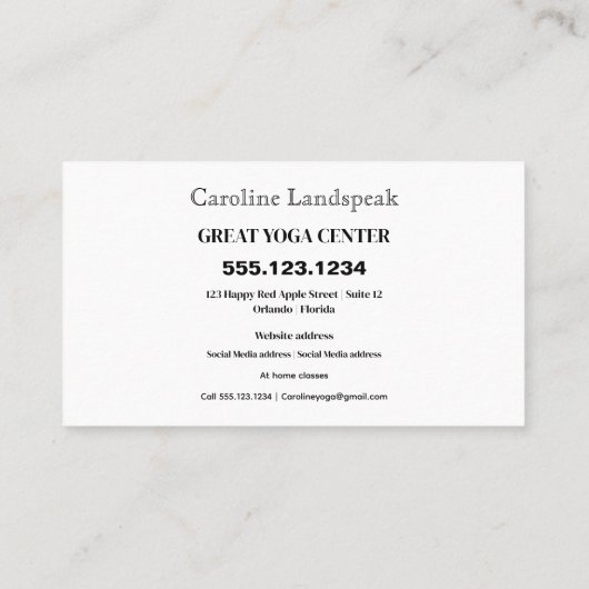 Yoga leraar impressionisme geschilderd multi geel visitekaartje (Achterkant)