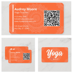 Yoga Leraren Sjablonen Mandala QR Code Visitekaartje