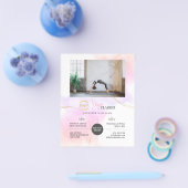 Yoga Lessen Foto Logo Waterverf Roze Goud Chic Flyer (Enkel)