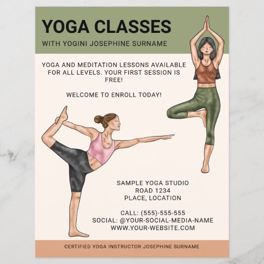 Yoga Lessen Instructeur Meditatie Trainer Vrouwen Flyer (Voorkant)