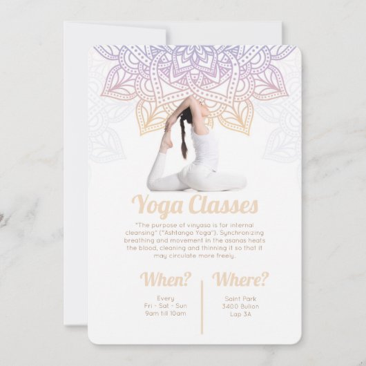 Yoga lessen uitnodiging (Voorkant)