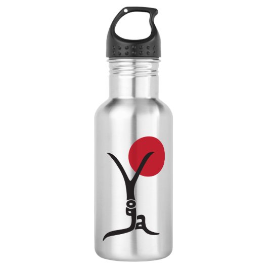Yoga Lettering Zilveren Waterfles Waterfles (Voorkant)