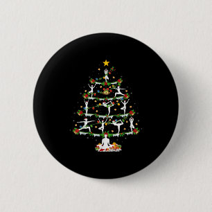 Yoga-liefhebber Kerstverlichting Yoga Kerstboom Ronde Button 5,7 Cm