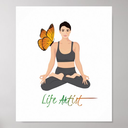 Yoga Life Artist Slogan Butterfly Inspirerend Poster (Voorkant)