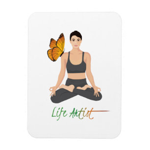 Yoga Life Artist Slogan Girl Lotus Butterfly Cute Magneet