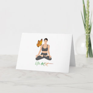Yoga Life Artist Slogan Girl Lotus Pose Butterfly Kaart