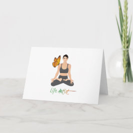 Yoga Life Artist Slogan Girl Lotus Pose Butterfly Kaart