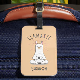 Yoga Llama - Llamaste Pun Monogram Naam Bagagelabel
