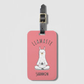 Yoga Llama - Llamaste Pun Monogram Naam Bagagelabel (Voorkant (verticaal))