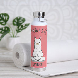 Yoga Llama - Llamaste Pun Monogram Naam Waterfles