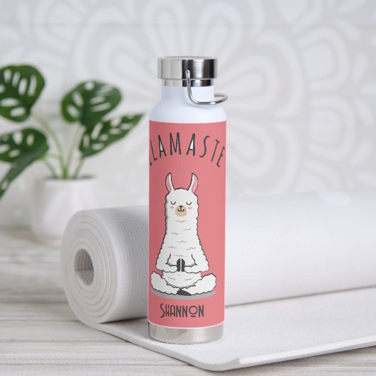 Yoga Llama - Llamaste Pun Monogram Naam Waterfles (Yoga)