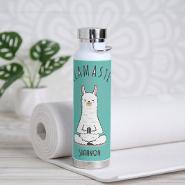 Yoga Llama - Llamaste Pun Monogram Naam Waterfles