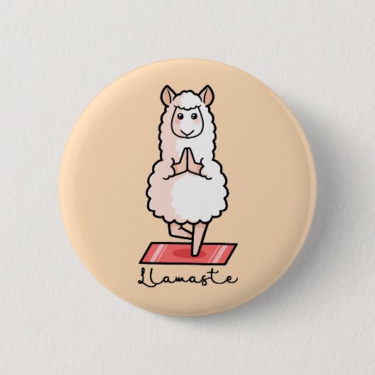 Yoga Llama - Llamaste Ronde Button 5,7 Cm (Voorkant)