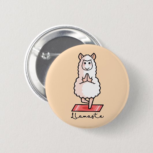 Yoga Llama - Llamaste Ronde Button 5,7 Cm (Voorkant /achterkant)