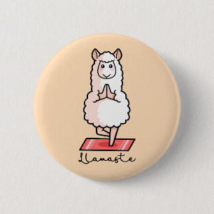 Yoga Llama - Llamaste Ronde Button 5,7 Cm