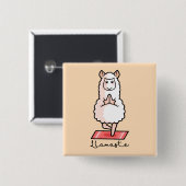 Yoga Llama - Llamaste Vierkante Button 5,1 Cm (Voorkant /achterkant)