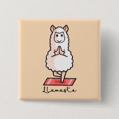 Yoga Llama - Llamaste Vierkante Button 5,1 Cm (Voorkant)