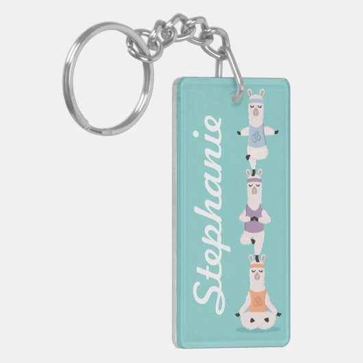 Yoga Llamas Meditating Fun & Cute Custom Name Sleutelhanger (Voorkant Links)