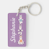 Yoga Llamas Meditating Fun & Cute Custom Name Sleutelhanger (achterkant)