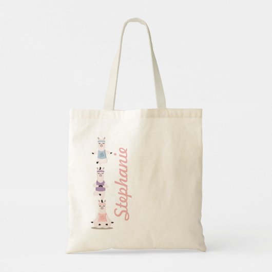 Yoga Llamas Meditating Fun & Cute Custom Name Tote Bag (Achterkant)