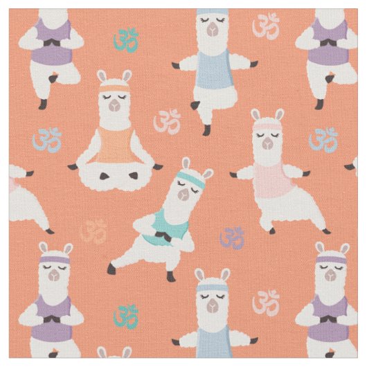 Yoga Llamas Pattern | Fun Yoga Llama-tekens Stof (Close Up)