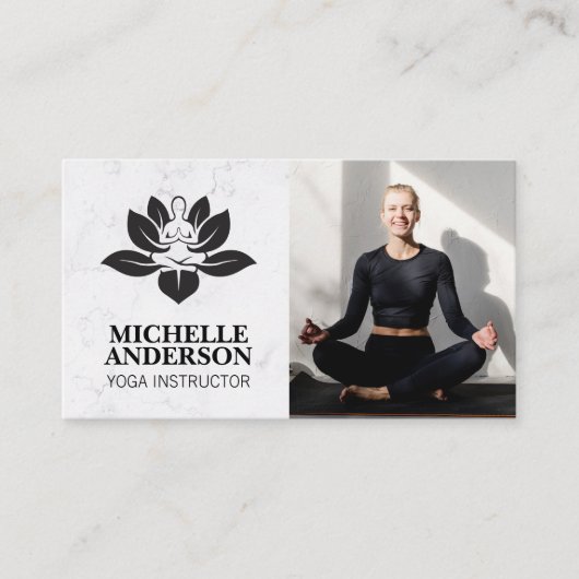 Yoga Logo | Vrouw zittend in meditatie Visitekaartje (Voorkant)