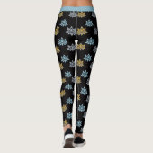 Yoga Lotus Flower Blue Grey Gold Leggings (Achterkant)