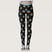 Yoga Lotus Flower Blue Grey Gold Leggings (Voorkant)