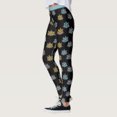 Yoga Lotus Flower Blue Grey Gold Leggings (Links)