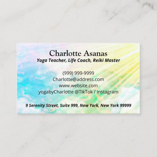 Yoga Lotus Instructeur Reiki Life Coach Waterverf Visitekaartje (Achterkant)