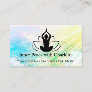Yoga Lotus Instructeur Reiki Life Coach Waterverf Visitekaartje