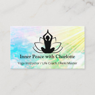 Yoga Lotus Instructeur Reiki Life Coach Waterverf Visitekaartje