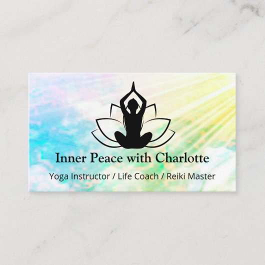 Yoga Lotus Instructeur Reiki Life Coach Waterverf Visitekaartje (Voorkant)