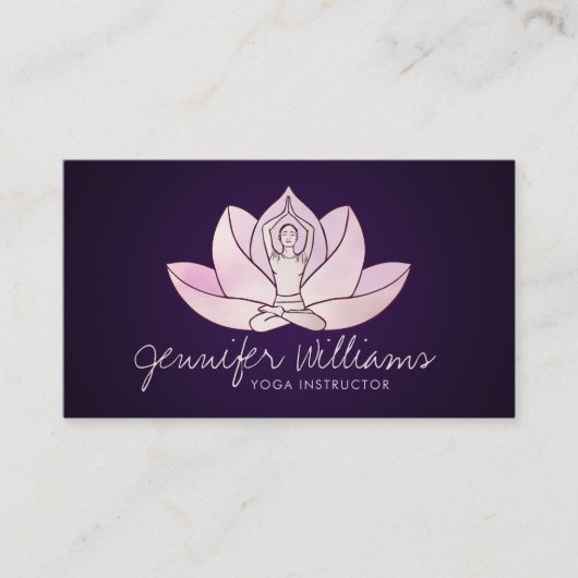 Yoga Lotus Line art - Zacht Roos Visitekaartje (Voorkant)