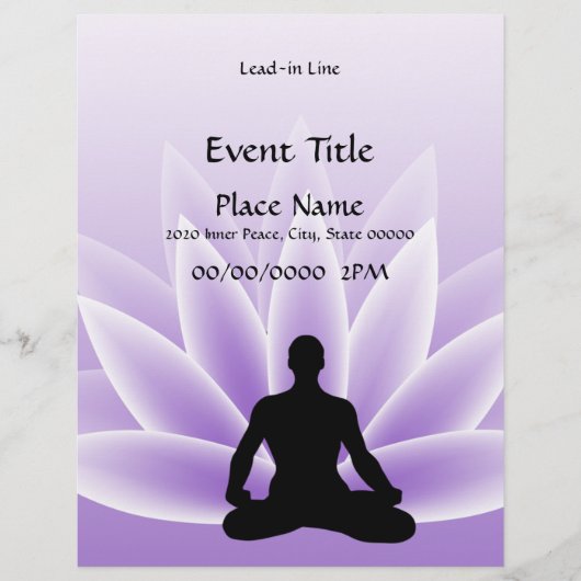 Yoga Lotus Man Violet 8.5 x 11 Event Flyer (Voorkant)