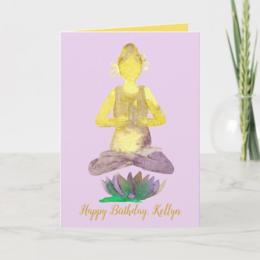 Yoga Lotus Pose Happy Birthday Kaart (Voorkant)