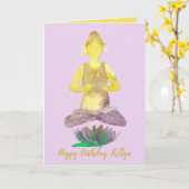 Yoga Lotus Pose Happy Birthday Kaart (Gele Bloem)