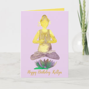 Yoga Lotus Pose Happy Birthday Kaart