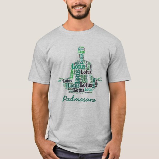 Yoga Lotus Pose in de kleuren blauw en Blauwgroen T-shirt (Voorkant)