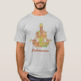 Yoga Lotus Pose in de kleuren Sinaasappel en Groen T-shirt