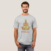 Yoga Lotus Pose in de kleuren Sinaasappel en Groen T-shirt (Voorkant volledig)